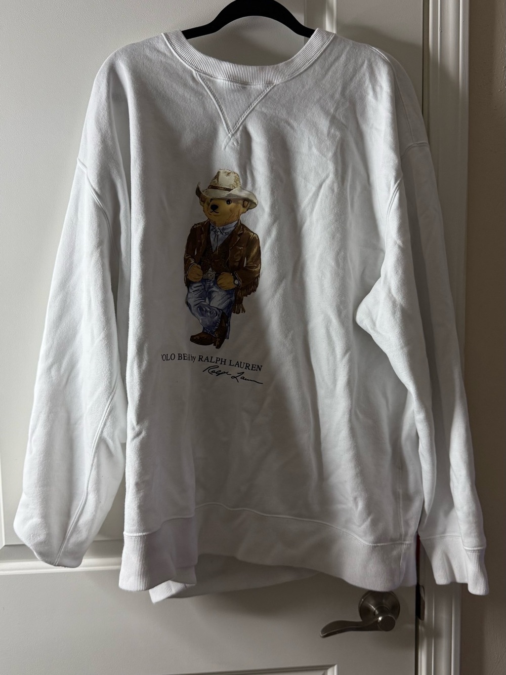 Polo by Ralph Lauren White Crewneck Sweatshirt with Bear Graphic